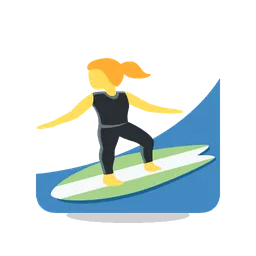 Woman surfing animated emoji