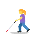Woman with white cane cartoon animated emoji