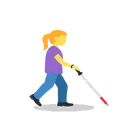 Woman with white cane facing right cartoon animated emoji