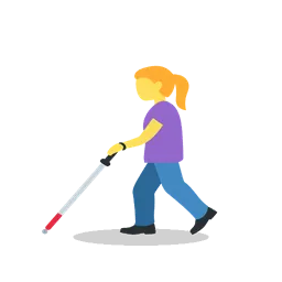 Woman with white cane animated emoji