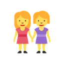 Women holding hands cartoon animated emoji