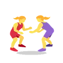 Women wrestling cartoon animated emoji