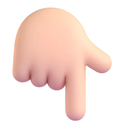 Backhand index pointing down: light skin tone animated emoji