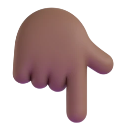 Backhand index pointing down: medium-dark skin tone animated emoji