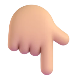 Backhand index pointing down: medium-light skin tone animated emoji