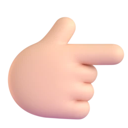 Backhand index pointing right: light skin tone animated emoji