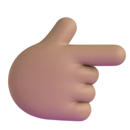 Backhand index pointing right: medium skin tone animated emoji