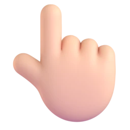 Backhand index pointing up: light skin tone animated emoji