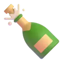 Bottle with popping cork 3D animated emoji
