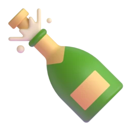 Bottle with popping cork animated emoji