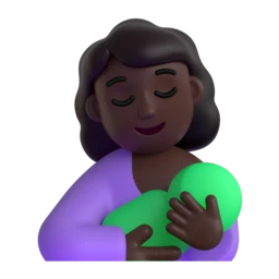 Breast-feeding: dark skin tone animated emoji
