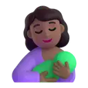 Breast-feeding: medium-dark skin tone 3D animated emoji