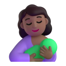 Breast-feeding: medium-dark skin tone animated emoji