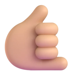 Call me hand: medium-light skin tone animated emoji
