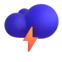 Cloud with lightning 3D animated emoji