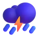 Cloud with lightning and rain 3D animated emoji
