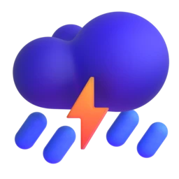 Cloud with lightning and rain animated emoji