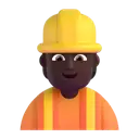 Construction worker: dark skin tone 3D animated emoji