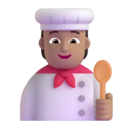 Cook: medium skin tone animated emoji