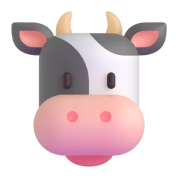 Cow face animated emoji