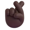 Crossed fingers: dark skin tone 3D animated emoji