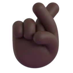 Crossed fingers: dark skin tone animated emoji