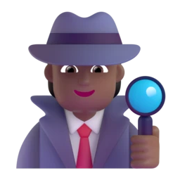 Detective: medium-dark skin tone animated emoji