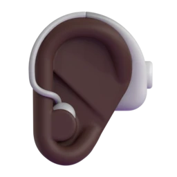 Ear with hearing aid: dark skin tone animated emoji