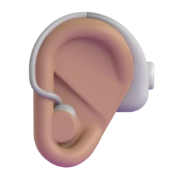 Ear with hearing aid: medium skin tone animated emoji