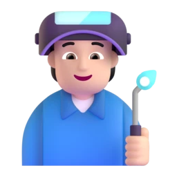 Factory worker: light skin tone animated emoji