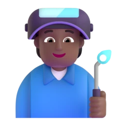 Factory worker: medium-dark skin tone animated emoji