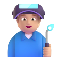 Factory worker: medium-light skin tone animated emoji