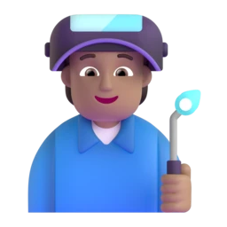 Factory worker: medium skin tone animated emoji