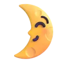 First quarter moon face 3D animated emoji