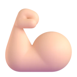 Flexed biceps: light skin tone animated emoji