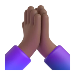 Folded hands: medium-dark skin tone animated emoji