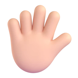 Hand with fingers splayed: light skin tone animated emoji
