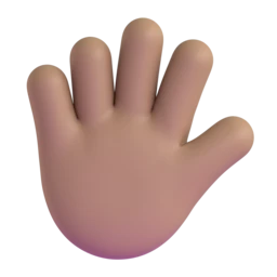 Hand with fingers splayed: medium skin tone animated emoji