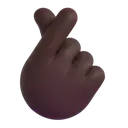 Hand with index finger and thumb crossed: dark skin tone 3D animated emoji