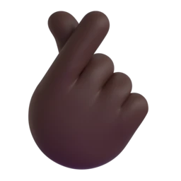 Hand with index finger and thumb crossed: dark skin tone animated emoji