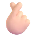 Hand with index finger and thumb crossed: light skin tone 3D animated emoji