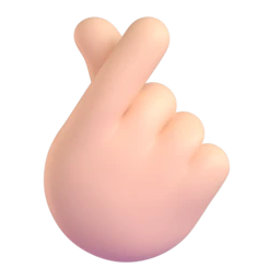 Hand with index finger and thumb crossed: light skin tone animated emoji