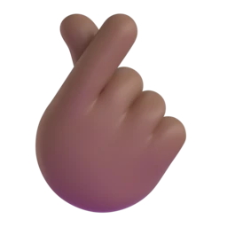 Hand with index finger and thumb crossed: medium-dark skin tone animated emoji