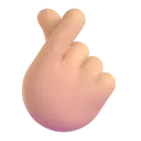 Hand with index finger and thumb crossed: medium-light skin tone 3D animated emoji
