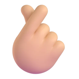 Hand with index finger and thumb crossed: medium-light skin tone animated emoji