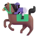 Horse racing: dark skin tone 3D animated emoji