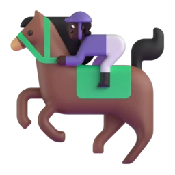 Horse racing: dark skin tone animated emoji
