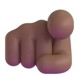 Index pointing at the viewer: medium-dark skin tone animated emoji