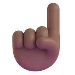 Index pointing up: medium-dark skin tone animated emoji