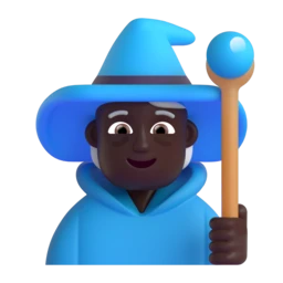 Mage: dark skin tone animated emoji
